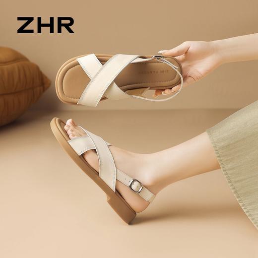 ZHR则则头层牛皮洋气凉鞋女鞋2026新款夏季百搭软底舒适拖鞋 商品图8