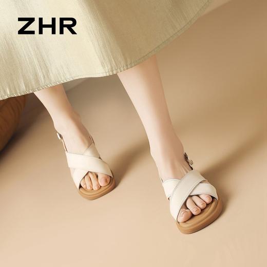 ZHR则则头层牛皮洋气凉鞋女鞋2026新款夏季百搭软底舒适拖鞋 商品图6