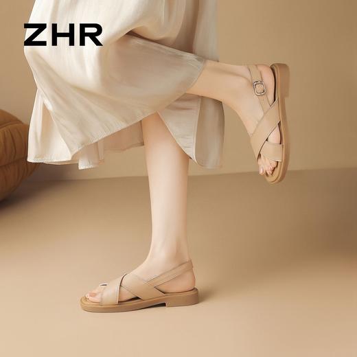 ZHR则则头层牛皮洋气凉鞋女鞋2026新款夏季百搭软底舒适拖鞋 商品图7