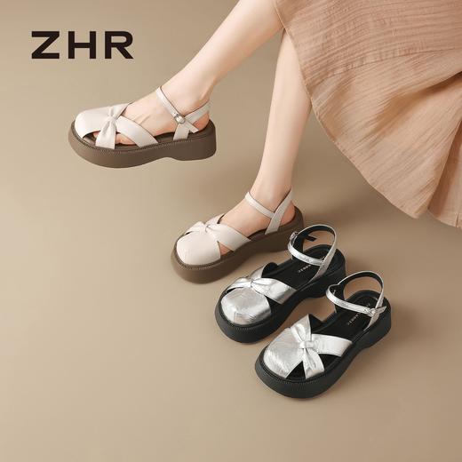 ZHR则则厚底增高蝴蝶结温柔罗马凉鞋2026夏季新款百搭女鞋包头女 商品图2
