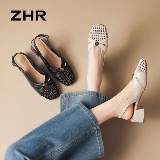 ZHR则则复古编织山茶花后空凉鞋女透气2026夏季新款百搭包头女鞋 商品图3