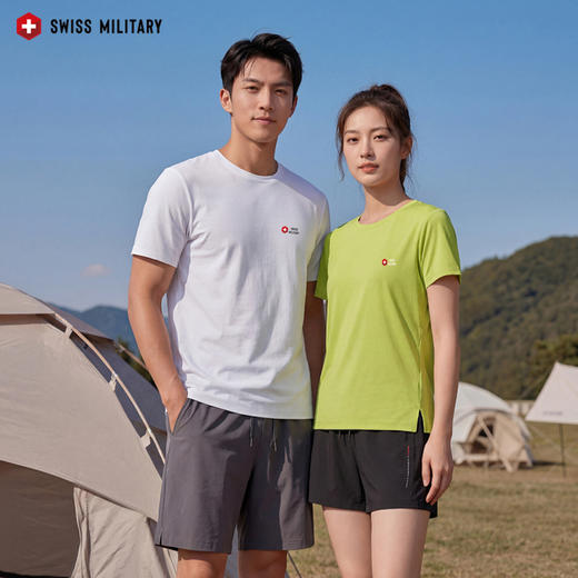 瑞士军工SWISS MILITARY夏季冰丝情侣高品质无痕压胶户外运动休闲短袖T恤 RS-HM82517 商品图1