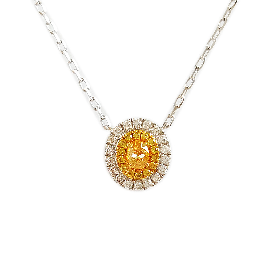 【天然正品】AU750白金简约时尚0.165克拉群镶钻石吊坠项链 链长：45CM（长度可调节） 210426NJS10