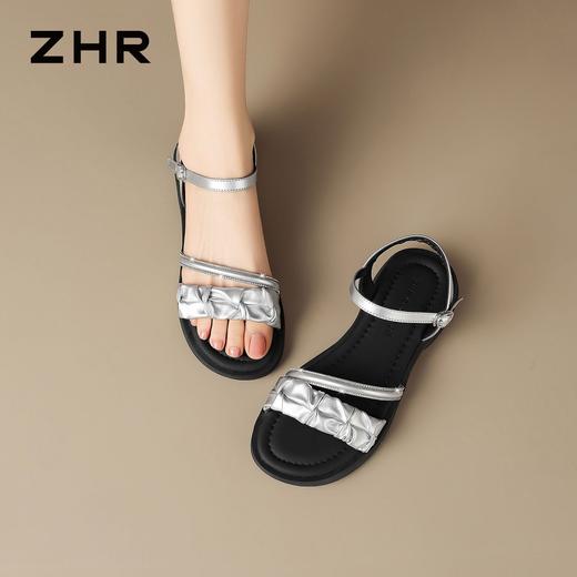 ZHR则则复古水钻一字厚底增高凉鞋2026夏季新款百搭女鞋轻便粗跟 商品图7
