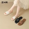 ZHR则则头层牛皮洋气网红拖鞋女鞋2026新款夏季外穿平底沙滩凉鞋 商品缩略图3