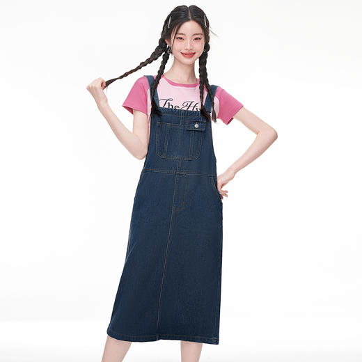 西遇经典学院深蓝牛仔连体衣女装新款夏背带裙连体衣女长裙子LTC39110 商品图0