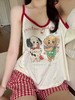 GZ买手优选红边吊带小狗睡衣女可爱卡通家居服套装红格小狗套装（3-5天发货） 172095202 商品缩略图3