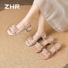 ZHR则则法式方头花朵粗跟一字凉鞋2026夏季新款女鞋温柔配裙子女 商品缩略图0