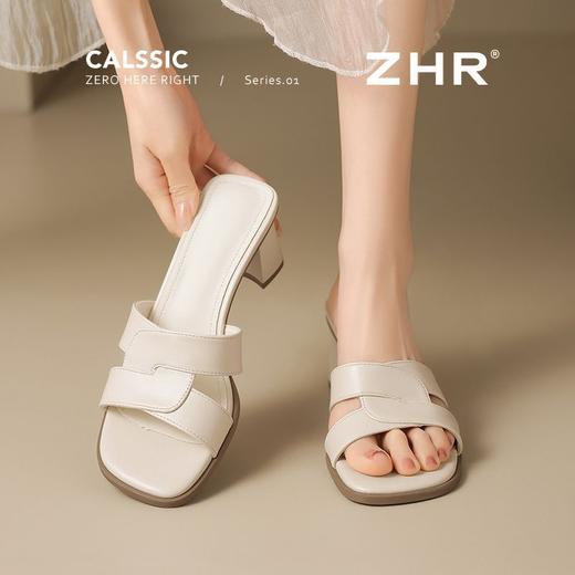 ZHR高跟夏季凉拖鞋女鞋凉鞋2026年新款爆款粗跟中跟网红沙滩拖鞋 商品图1