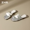 ZHR则则法式缎面水钻厚底拖鞋2026夏季新款软底优雅增高凉鞋单鞋 商品缩略图7