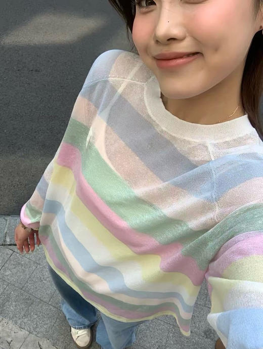 DS彩虹宽条纹防晒针织罩衫051103 商品图2