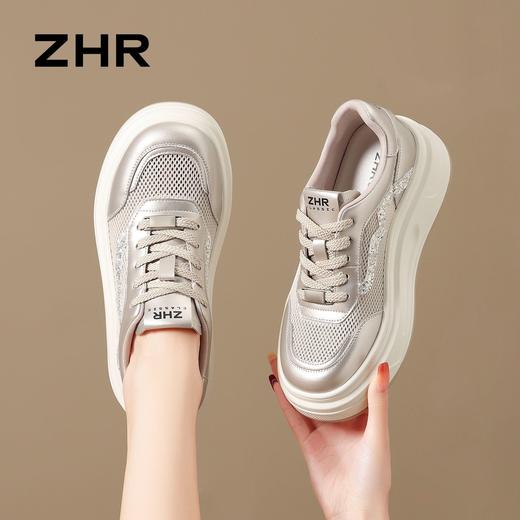 ZHR香槟色厚底阿甘鞋女2026夏季小个子内增高休闲鞋软底德训鞋女 商品图8