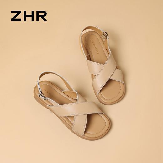 ZHR则则头层牛皮洋气凉鞋女鞋2026新款夏季百搭软底舒适拖鞋 商品图1