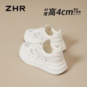 ZHR网面透气增高4cm小白鞋夏季新款轻便百搭运动鞋小个子休闲鞋女