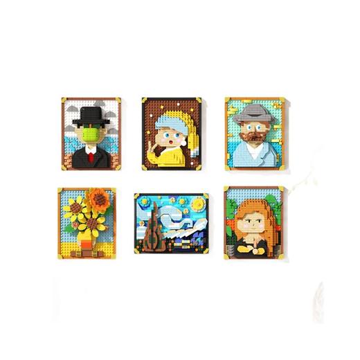 【12.9❗️世界名画系列相框积木】比奇王国世界名画拼装积木 像素油画框相框向日葵摆件 儿童益智玩具 商品图4