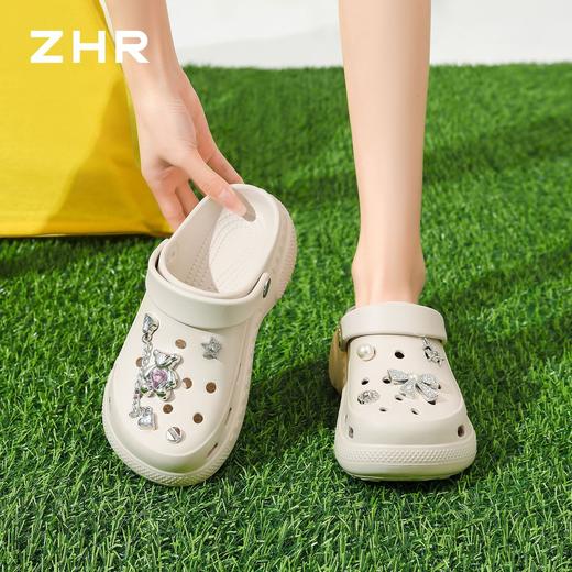 ZHR增高5.5CM厚底洞洞鞋EVA防滑防臭女款春夏款时尚包头外穿拖鞋 商品图4