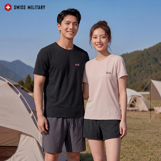 瑞士军工SWISS MILITARY夏季冰丝情侣高品质无痕压胶户外运动休闲短袖T恤 RS-HM82517 商品图3