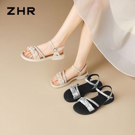 ZHR则则复古水钻一字厚底增高凉鞋2026夏季新款百搭女鞋轻便粗跟 商品图0