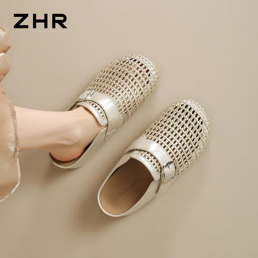 ZHR则则厚底包头半拖鞋女2026夏季新款外穿增高不累脚编织穆勒鞋 商品图6