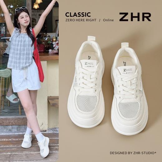 ZHR网面透气增高4cm厚底小白鞋26夏季新款不累脚超轻运动休闲鞋女 商品图1