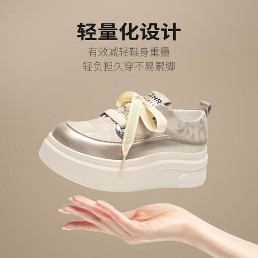 ZHR高颜值5CM增高厚底小白鞋女春季新款潮流百搭复古休闲板鞋 商品图2