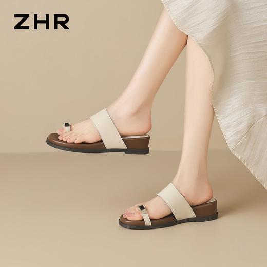 ZHR则则法式夹趾厚底增高拖鞋外穿2026夏季新款百搭女鞋轻便坡跟 商品图4