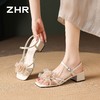 ZHR则则法式方头花朵粗跟一字凉鞋2026夏季新款女鞋温柔配裙子女 商品缩略图6