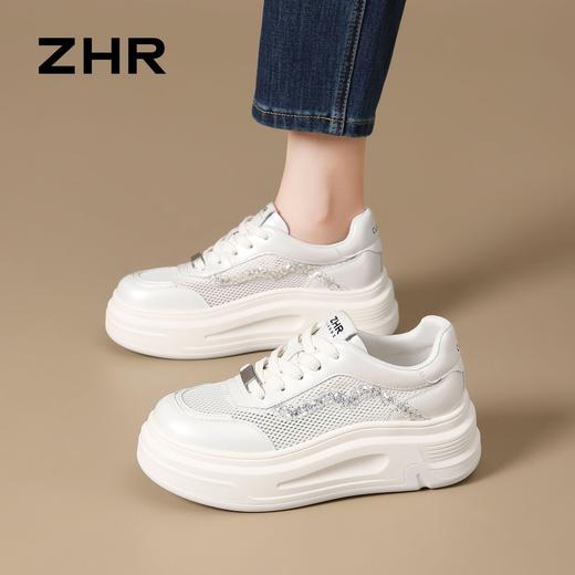 ZHR香槟色厚底阿甘鞋女2026夏季小个子内增高休闲鞋软底德训鞋女 商品图7