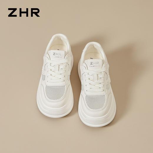 ZHR网面透气增高4cm小白鞋夏季新款轻便百搭运动鞋小个子休闲鞋女 商品图1