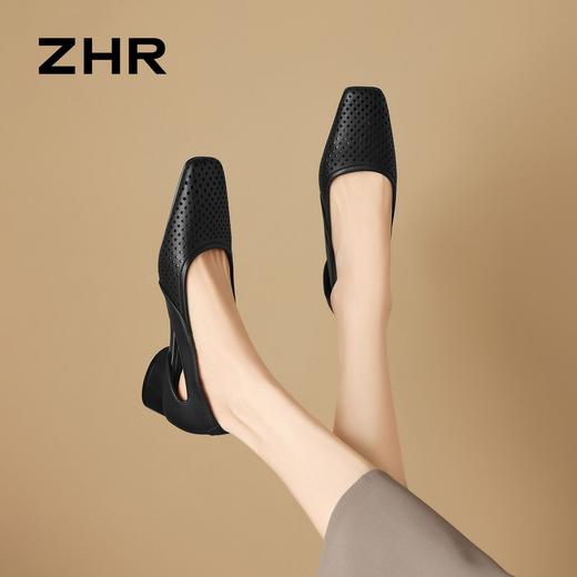 ZHR则则【羊皮垫】复古编织镂空透气粗跟单鞋2026夏季新凉鞋女鞋 商品图8