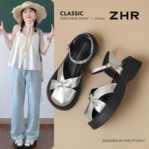 ZHR则则厚底增高蝴蝶结温柔罗马凉鞋2026夏季新款百搭女鞋包头女 商品图1