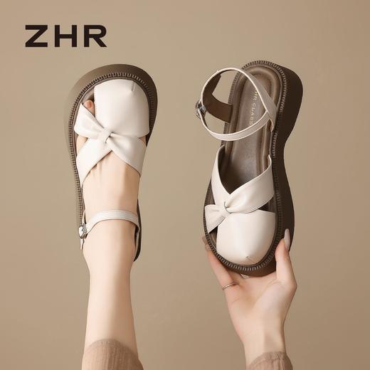 ZHR则则厚底增高蝴蝶结温柔罗马凉鞋2026夏季新款百搭女鞋包头女 商品图4