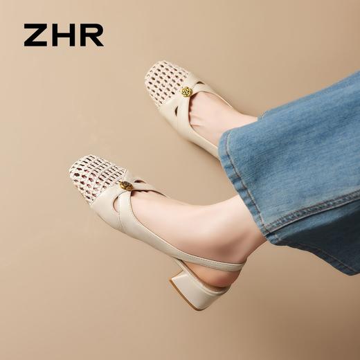 ZHR则则复古编织山茶花后空凉鞋女透气2026夏季新款百搭包头女鞋 商品图5