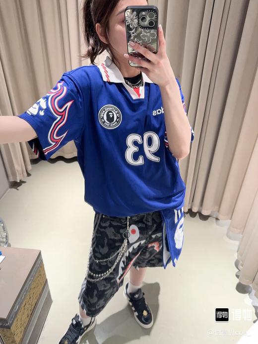 Ad originals × BAPE 联名款 SSL FLAME JERSEY 火焰图案套头舒适运动短袖polo衫 商品图3