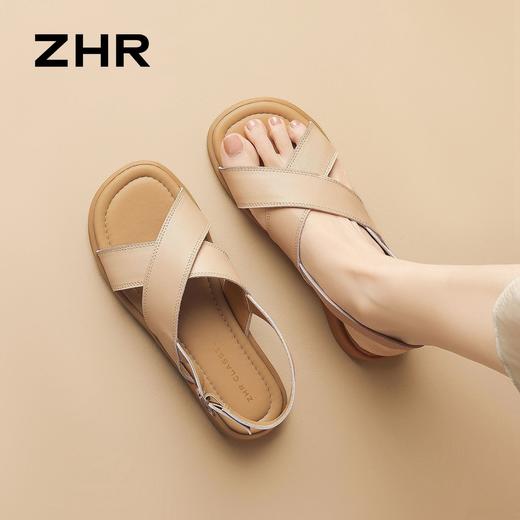 ZHR则则头层牛皮洋气凉鞋女鞋2026新款夏季百搭软底舒适拖鞋 商品图9