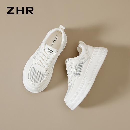 ZHR网面透气增高4cm厚底小白鞋26夏季新款不累脚超轻运动休闲鞋女 商品图4