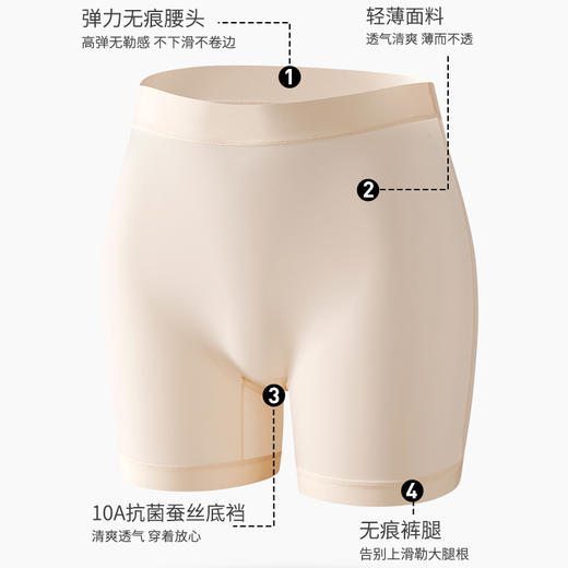 樱姿娜艾草精华10A抗菌蚕丝裆排汗安全裤 3条装 #88033 商品图5