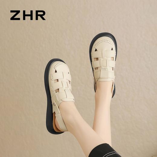 ZHR罗马凉鞋女2026夏季新款复古网面透气舒适增高可调节两穿凉鞋 商品图4