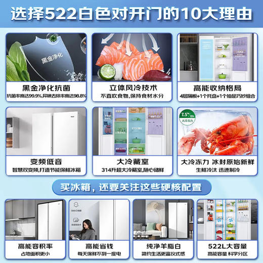 海尔（Haier）冰箱 BCD-522WGHSSEDW9 商品图1