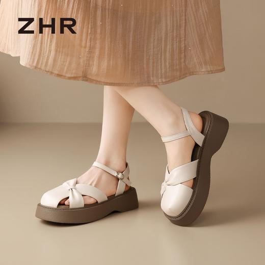 ZHR则则厚底增高蝴蝶结温柔罗马凉鞋2026夏季新款百搭女鞋包头女 商品图3