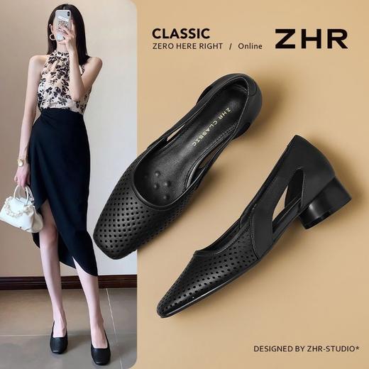 ZHR则则【羊皮垫】复古编织镂空透气粗跟单鞋2026夏季新凉鞋女鞋 商品图1