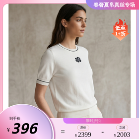 PALUOPO/PL圆领设计感山茶花刺绣T恤百搭短袖针织衫ES255008M