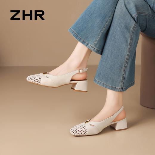 ZHR则则复古编织山茶花后空凉鞋女透气2026夏季新款百搭包头女鞋 商品图4