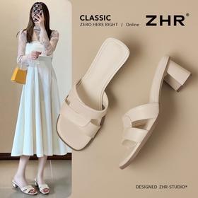 ZHR高跟夏季凉拖鞋女鞋凉鞋2026年新款爆款粗跟中跟网红沙滩拖鞋