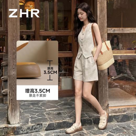 ZHR罗马凉鞋女2026夏季新款复古网面透气舒适增高可调节两穿凉鞋 商品图2