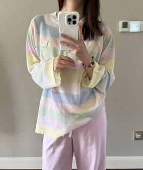 DS彩虹宽条纹防晒针织罩衫051103