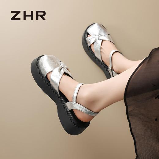 ZHR则则厚底增高蝴蝶结温柔罗马凉鞋2026夏季新款百搭女鞋包头女 商品图8