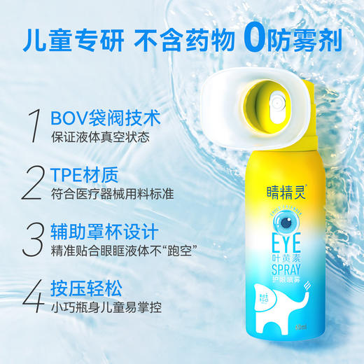 【下单赠护眼贴5贴*1盒】睛精灵 叶黄素护眼喷雾 60ml*2瓶  可以喷的洗眼液 成分简单 青少年友好 洗护润三合一 深层滋润 商品图4