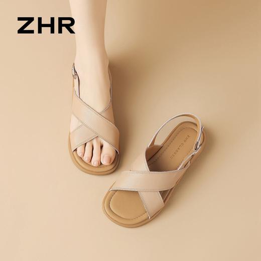 ZHR则则头层牛皮洋气凉鞋女鞋2026新款夏季百搭软底舒适拖鞋 商品图5