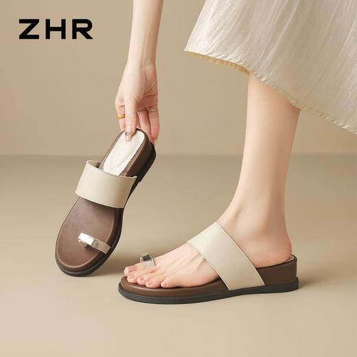 ZHR则则法式夹趾厚底增高拖鞋外穿2026夏季新款百搭女鞋轻便坡跟 商品图5